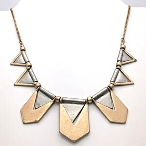 Nordstrom Matte Gold Matte Silver Tone Articulated Geometric Bib Necklace